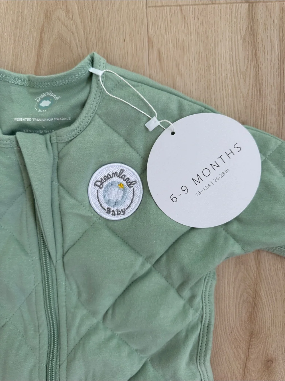 6-9 Months Mint Quilted Baby Sleep Sack - Breathable Zip Front